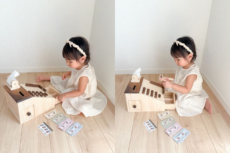 IKONIH おかねフローレジスター ままごと 木のおもちゃ