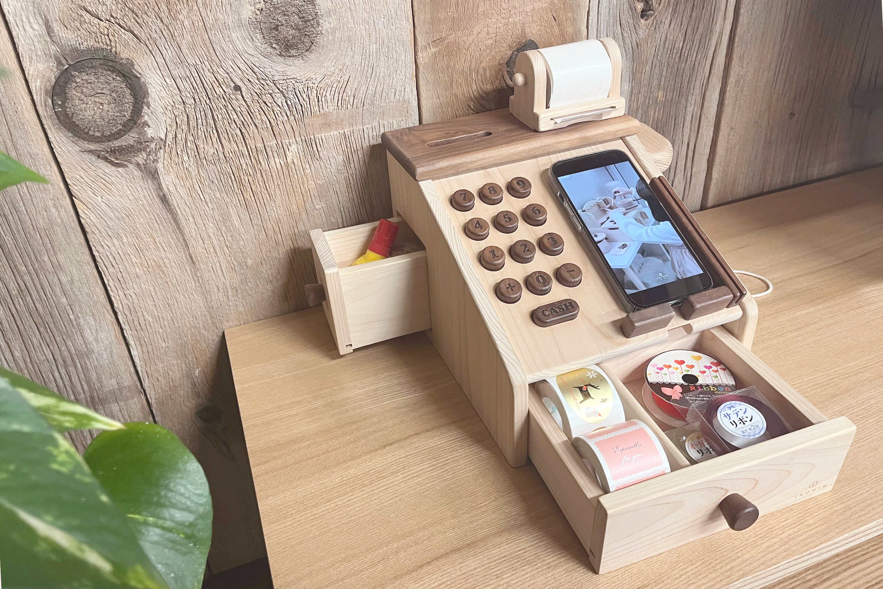 IKONIH おかねフローレジスター ままごと 木のおもちゃ