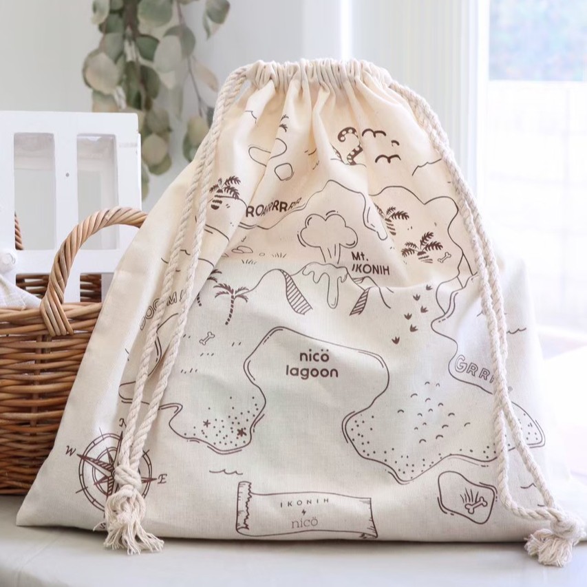 IKONIH 木製 恐竜おもちゃ 巾着